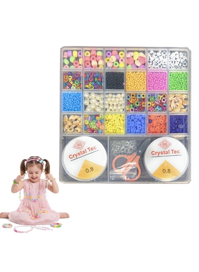 VersaMarts 24-Shape DIY Jewelry Making Bead Kit for Girls – Creative Bracelet & Necklace Craft Set with Various Colors & Shapes – Beautiful Educational Gift for Birthdays & Imaginative Play - Image 1